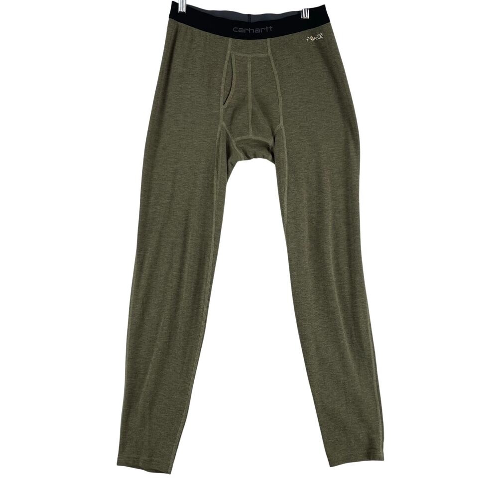 Carhartt Force Mens Midweight Thermal Base Layer Pants Burnt Olive Heather SZ SM